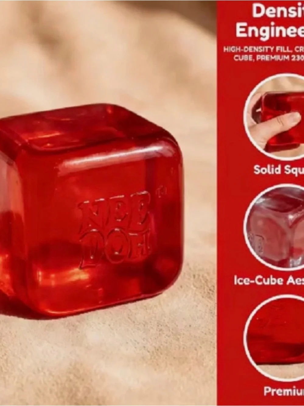 NeeDoh Red Nice Cube - Suptid Squish Stress Toy